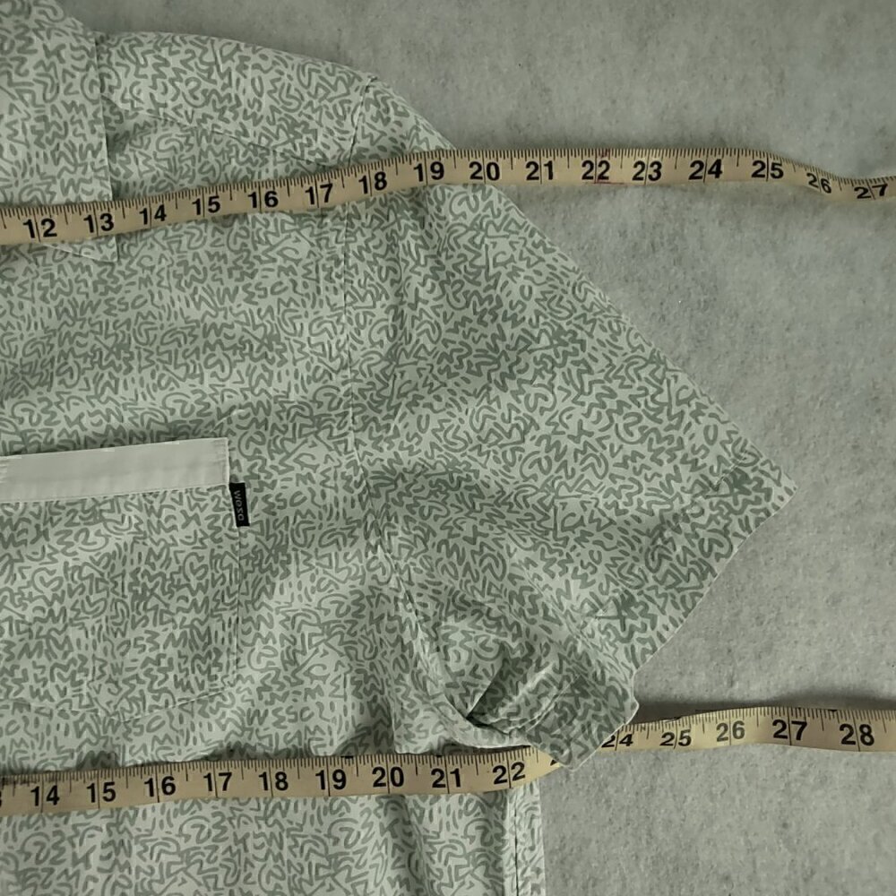 WESC 100% Cotton Pastel Green White Fitted Button Down Short Sleeve Shirt Size L - Picture 8 of 11